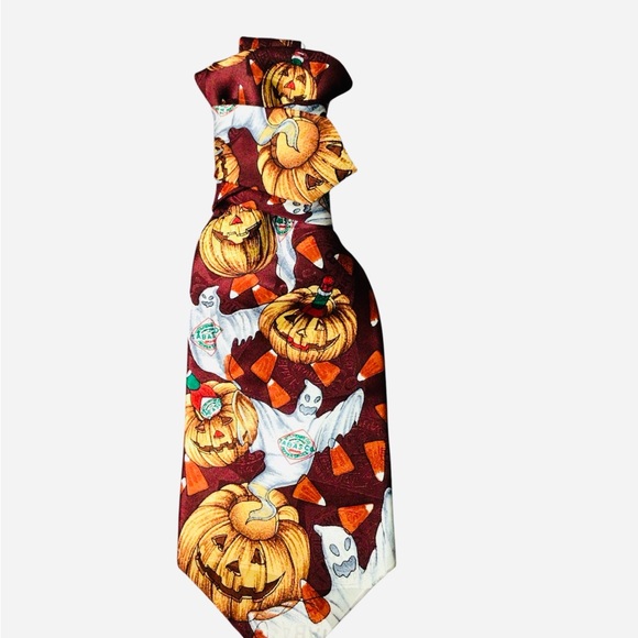 Halloween Pumpkin and Ghost Necktie NO BROOCH NO NECKLACE - Picture 1 of 1